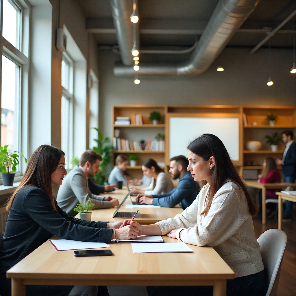 Creative studio collage with interface sketches